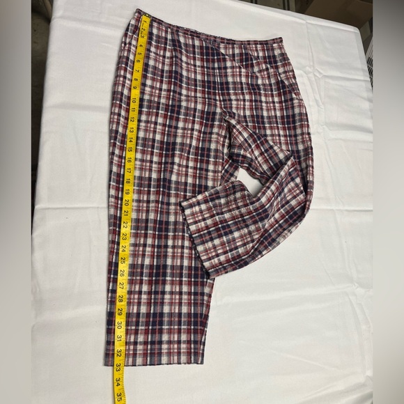 Talbots Blue and White Ankle Cropped Pants women plus size 14 Cotton Seersucker - Picture 6 of 10